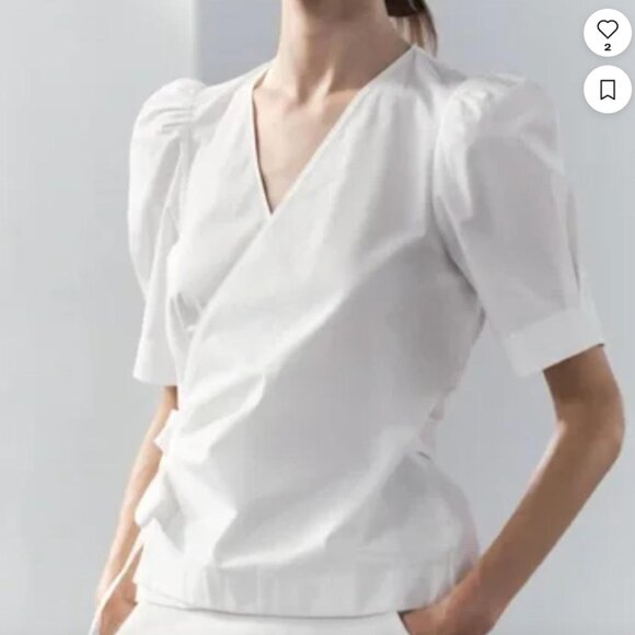 Zara White Short Sleeve Cotton Wrap Shirt, Size M, never worn, no tag - Picture 1 of 6